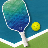Groene blauwe geometrische gradiënt Aangepaste mon Pickleball Paddle