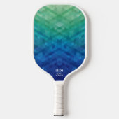 Groene blauwe geometrische gradiënt Aangepaste mon Pickleball Paddle (Achterkant)