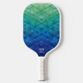 Groene blauwe geometrische gradiënt Aangepaste mon Pickleball Paddle (Voorkant)