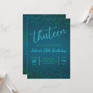Groene Blauwe Glitter Uitnodiging