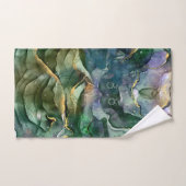 Groene blauwe goudinkt abstract bad handdoek (Handdoek)