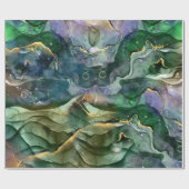 Groene blauwe goudinkt abstract cadeaupapier (Vlak)