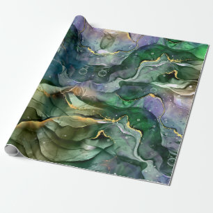 Groene blauwe goudinkt abstract cadeaupapier
