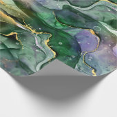 Groene blauwe goudinkt abstract cadeaupapier (Hoek)