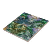 Groene blauwe goudinkt abstract tegeltje (Zijkant)
