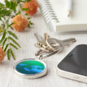 Groene blauwe gradiënt van wolkwal sleutelhanger (Zijkant)