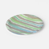 Groene blauwe grijze witte Waterverf Stripes Papieren Bordje (Gekanteld)