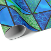 Groene Blauwe HST met zwart accent sashend quilt Cadeaupapier (Rol Hoek)