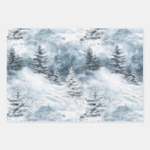 Groene & Blauwe Kerstbomen Rood Gestreepte Inpakpapier Vel (Voorkant 2)