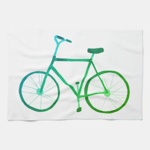 Groene blauwe keukenhanddoek voor fietsen