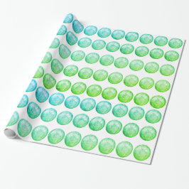 Groene Blauwe Kogels op wit omslagpapier Cadeaupapier