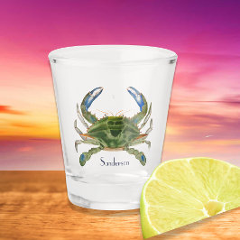 Groene blauwe krab noordkust shot glas