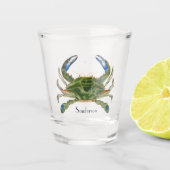 Groene blauwe krab noordkust shot glas (Voorkant)