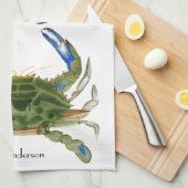 Groene blauwe krab noordkust theedoek (Quarter Fold)