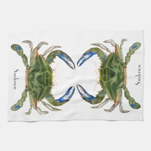 Groene blauwe krab noordkust theedoek (Horizontaal)