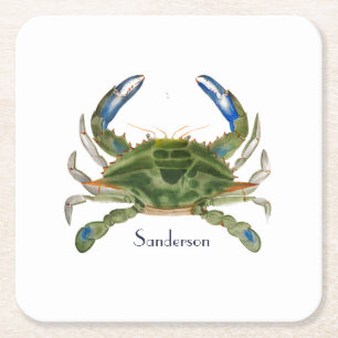 Groene Blauwe Krab Zeevaart Kust Shotglas Kartonnen Onderzetters