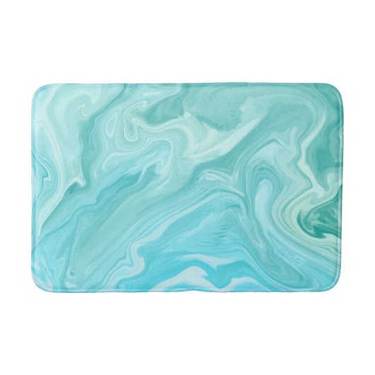 Groene & Blauwe Marmer Wervelende Abstracte Oceaan Badmat (Voorkant)