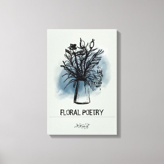 Groene blauwe minimale houtskool canvas afdruk (Voorkant)