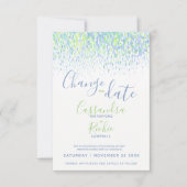 Groene blauwe moderne kunst verandert de datum bru save the date (Voorkant)