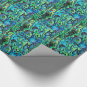 Groene blauwe paua zeebraseschelp cadeaupapier (Hoek)