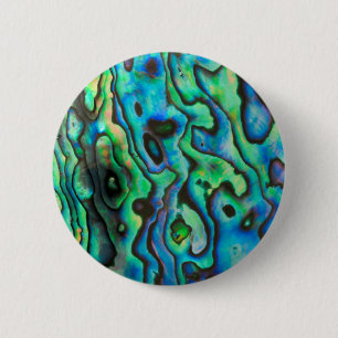Groene blauwe paua zeebraseschelp ronde button 5,7 cm