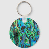Groene blauwe paua zeebraseschelp sleutelhanger (Voorkant)