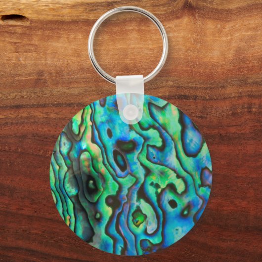 Groene blauwe paua zeebraseschelp sleutelhanger (Voorkant)