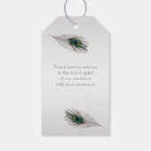 Groene blauwe pauw veren bruiloft dank u cadeaulabel (Achterkant)