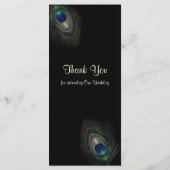 Groene blauwe pauwenveren op zwart Menu (Achterkant)