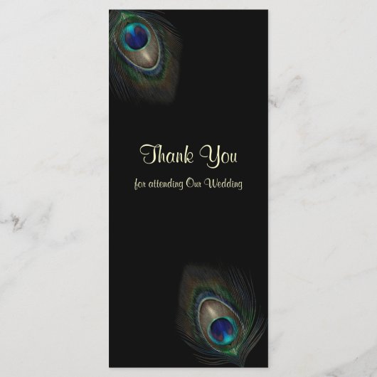 Groene blauwe pauwenveren op zwart Menu (Achterkant)