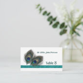 Groene blauwe pauwenveren Plaats kaart Plaatskaartje (Staand voorkant)