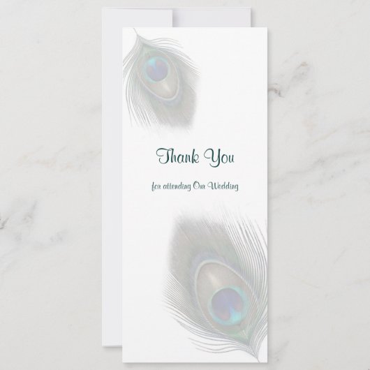 Groene blauwe pauwveren Menu Uitnodiging (Achterkant)