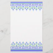 Groene blauwe periwinkle Floral Border om zich aan Briefpapier (Voorkant)