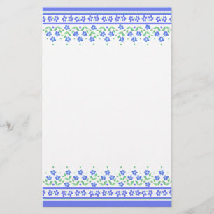 Groene blauwe periwinkle Floral Border om zich aan Briefpapier