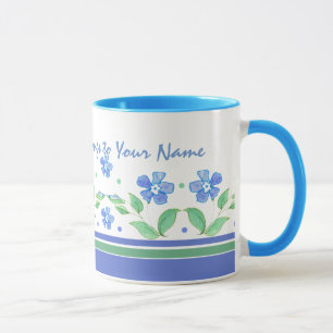 Groene blauwe periwinkle Floral Border om zich aan Mok
