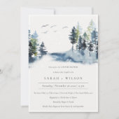 Groene blauwe pine-bos-vogelkoppel-schoeisel uitno bedankkaart (Voorkant)