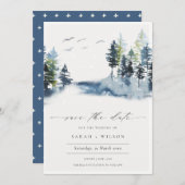 Groene blauwe pine bosvogels sparen de datum uitno bedankkaart (Voorkant / Achterkant)