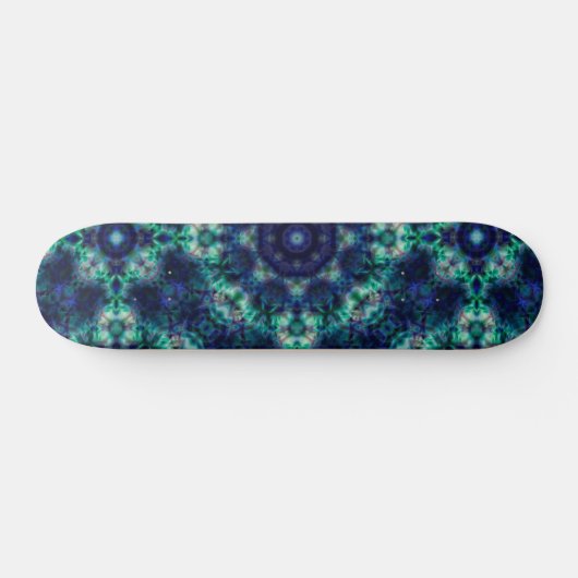 Groene blauwe sierbloem persoonlijk skateboard (Horizontaal)