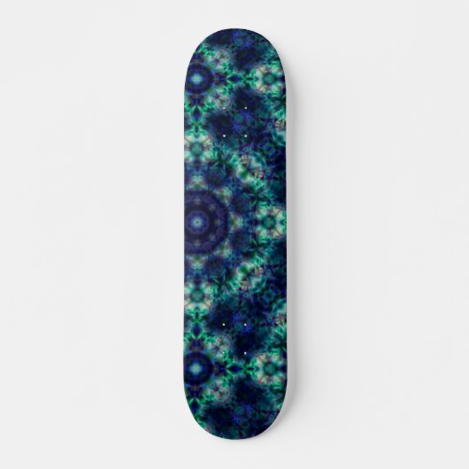 Groene blauwe sierbloem persoonlijk skateboard (Voorkant)