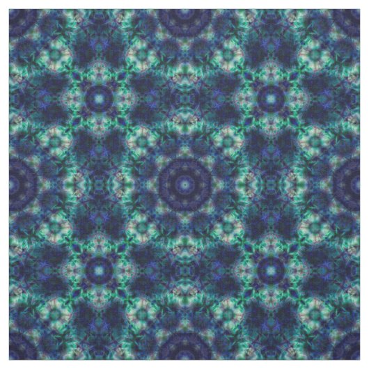 Groene blauwe sierbloem stof (Swatch)