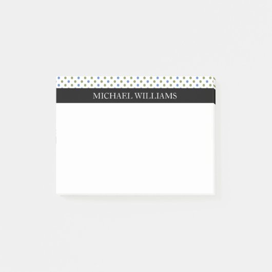 Groene Blauwe Stippen met Zwarte Strepen Post-it® Notes (Voorkant)