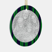 groene blauwe strepen fotoframe keramisch ornament (Rechts)