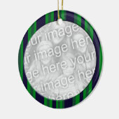 groene blauwe strepen fotoframe keramisch ornament (Links)