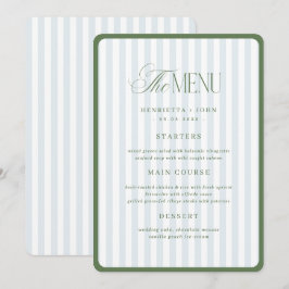 Groene & Blauwe Strepen Rand Trouw Menu Kaart