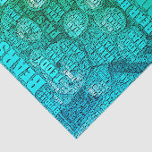 Groene Blauwe Teddybeer Vrienden Embedded Word Clo Tissuepapier (Detail)