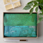 Groene Blauwe Teddybeer Vrienden Embedded Word Clo Tissuepapier (Geschenk)
