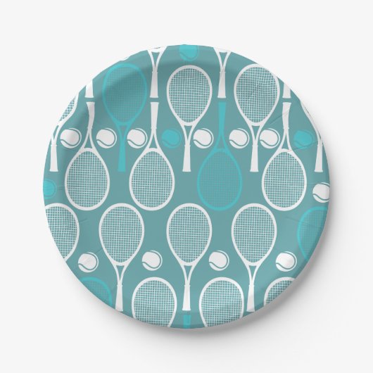 Groene Blauwe Tennis Racket Pattern Player Birthda Papieren Bordje (Voorkant)