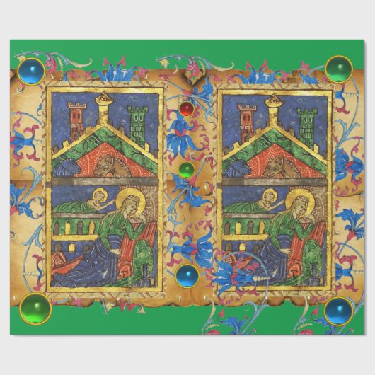 GROENE BLAUWE VLOEISTOFFICIËNTCHRISTMAS PARCHMENT CADEAUPAPIER (Vlak)