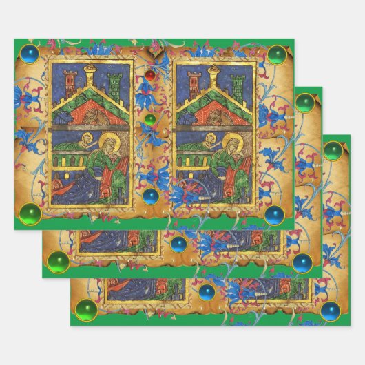 GROENE BLAUWE VLOEISTOFFICIËNTCHRISTMAS PARCHMENT INPAKPAPIER VEL (Set)