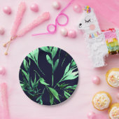 Groene Blauwe Waterverf Botanische Glam Weddenscha Papieren Bordje (Feest)